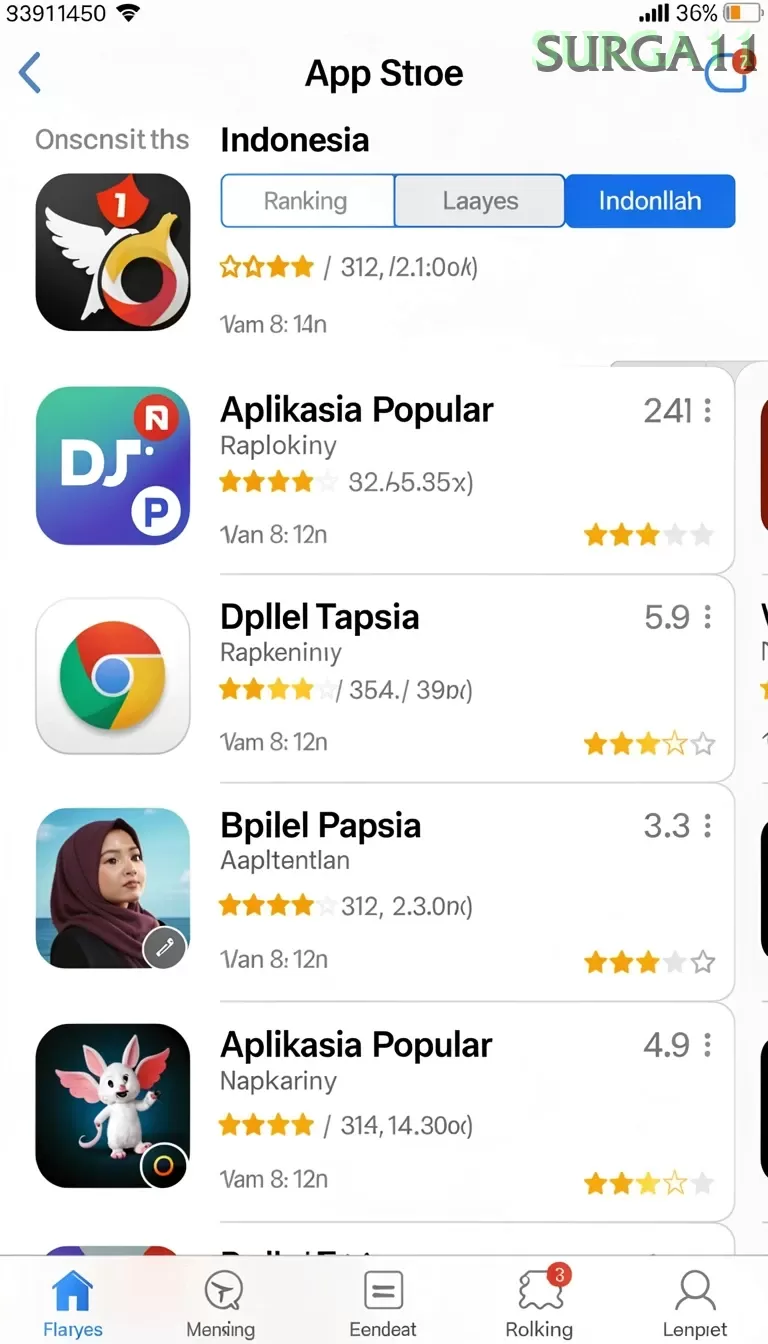 Cuplikan layar S13 — menu navigasi